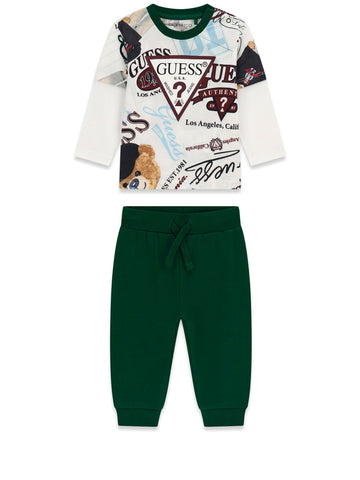 Guess Kids Set Ls T-shirt+active Pants - Completo Bambino - Multicolore
