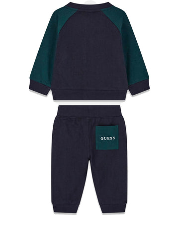 Guess Kids Set Ls Active Top + Active Pan - Completo Bambino - Blu/Verde