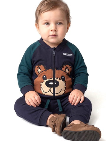 Guess Kids Set Ls Active Top + Active Pan - Completo Bambino - Blu/Verde