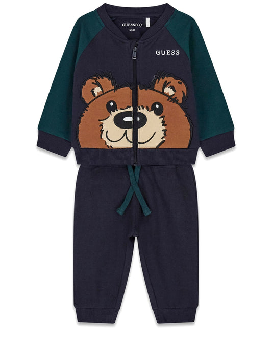 Guess Kids Set Ls Active Top + Active Pan - Completo Bambino - Blu/Verde