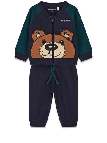 Guess Kids Set Ls Active Top + Active Pan - Completo Bambino - Blu/Verde