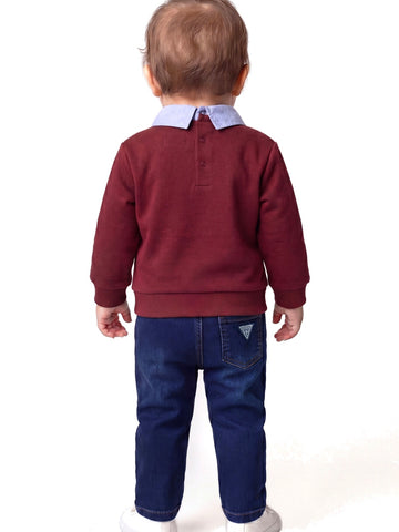 Guess Kids Set Ls Active Top W/oxford+str - Completo Bambino - Vino