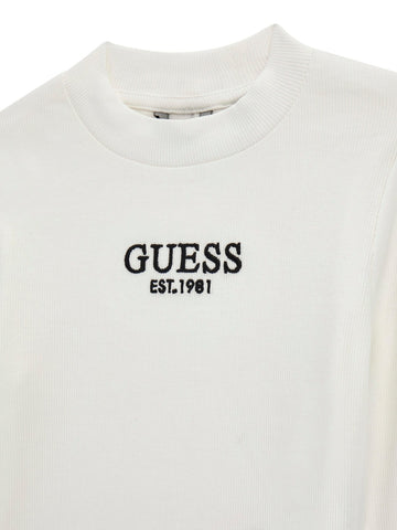 Guess Kids Stretch Rib Ls T-shirt - T-Shirt Bambina - Bianco