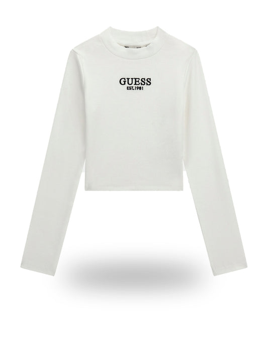 Guess Kids Stretch Rib Ls T-shirt - T-Shirt Bambina - Bianco