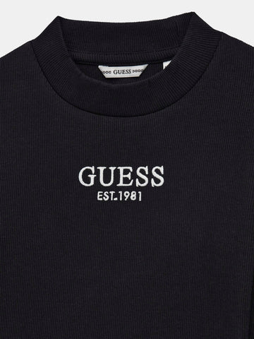 Guess Kids Stretch Rib Ls T-shirt - T-Shirt Bambina - Nero