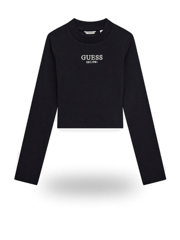 Guess Kids Stretch Rib Ls T-shirt - T-Shirt Bambina - Nero