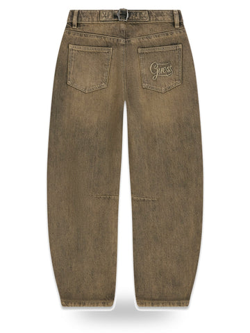 Guess Kids Relaxed Baloon Overdye Rigid D - Pantaloni Bambina - Black Wash Overdye