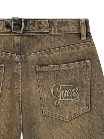 Guess Kids Relaxed Baloon Overdye Rigid D - Pantaloni Bambina - Black Wash Overdye