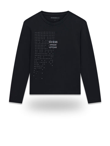 Guess Kids Midi Ls T-shirt - T-Shirt Bambina - Nero