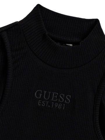 Guess Kids Midi Rib Ls T-shirt - T-Shirt Bambina - Nero