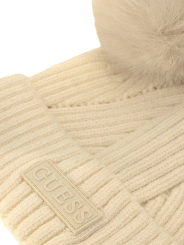 Guess Kids Beanie Hat - Cappelli Bambina - Cream White