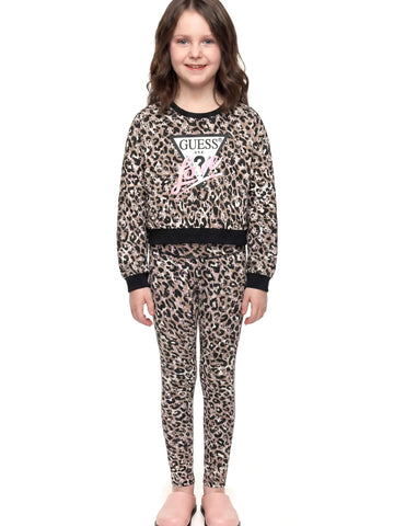 Guess Kids Bull Denim Relaxed Pants - Pantaloni Bambina - Leopardato