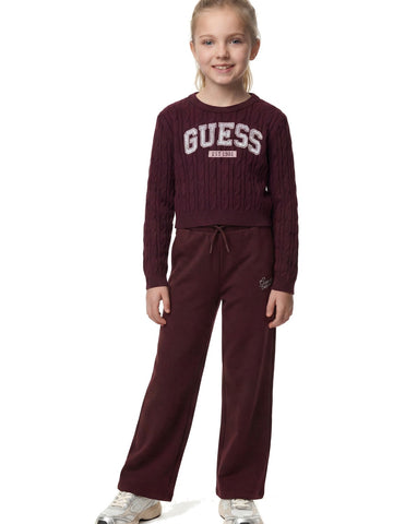 Guess Kids French Terry Palazzo Active Pa - Pantaloni Bambina - Bordeaux