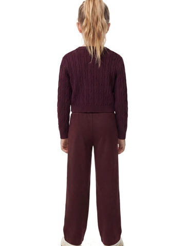 Guess Kids French Terry Palazzo Active Pa - Pantaloni Bambina - Bordeaux