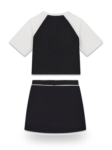 Guess Kids Set Ss Tee + Skort - Completo Bambina - Nero