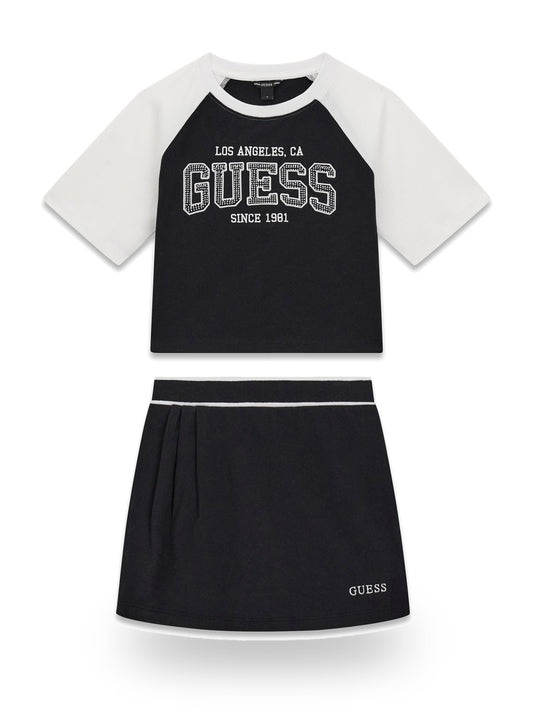 Guess Kids Set Ss Tee + Skort - Completo Bambina - Nero