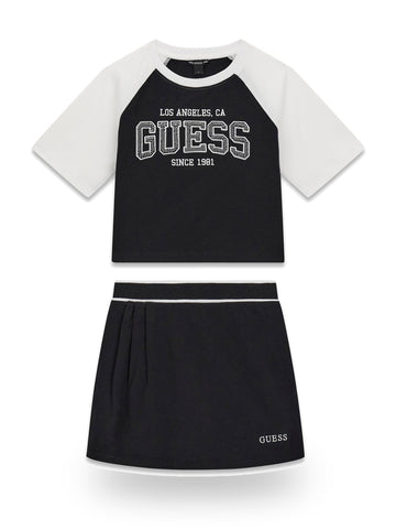 Guess Kids Set Ss Tee + Skort - Completo Bambina - Nero