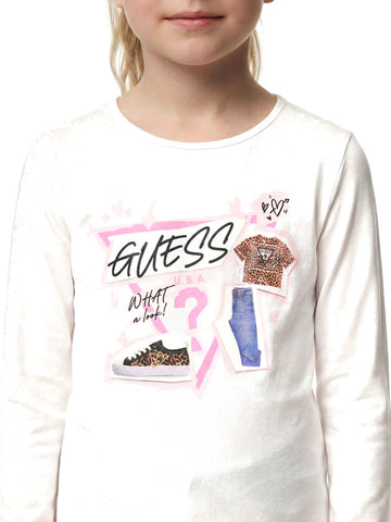 Guess Kids Ls T-shirt - T-Shirt Bambina - Bianco