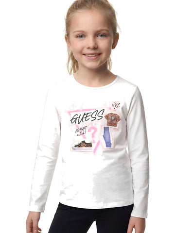 Guess Kids Ls T-shirt - T-Shirt Bambina - Bianco