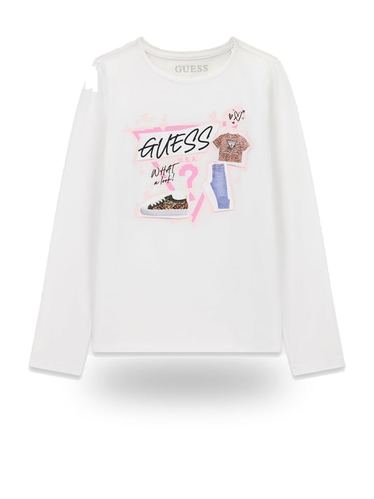 Guess Kids Ls T-shirt - T-Shirt Bambina - Bianco