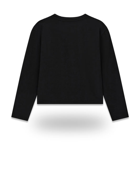 Guess Kids Midi Ls T-shirt Logo - T-Shirt Bambina - Nero
