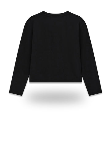 Guess Kids Midi Ls T-shirt Logo - T-Shirt Bambina - Nero