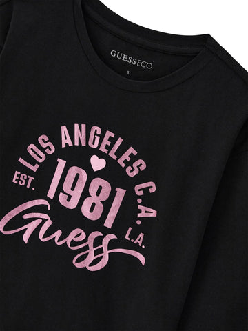 Guess Kids Midi Ls T-shirt Logo - T-Shirt Bambina - Nero