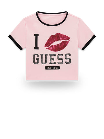 Guess Kids Crop Ss T-shirt - T-shirt Bambina - Rosa