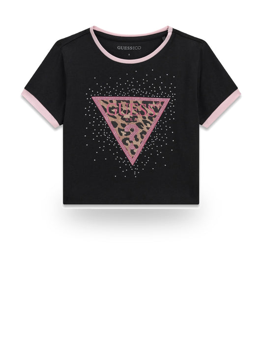 Guess Kids Crop Ss T-Shirt - T-Shirt Bambina - Nero