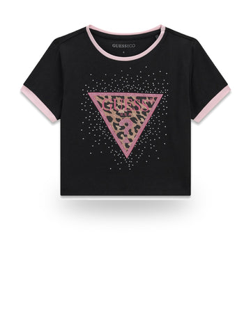 Guess Kids Crop Ss T-Shirt - T-Shirt Bambina - Nero