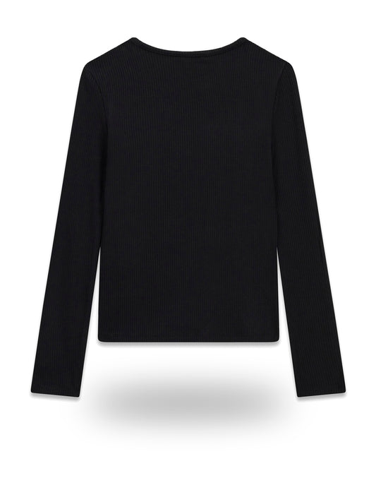 Guess Kids Viscose Rib Ls T-shirt - T-Shirt Bambina - Nero