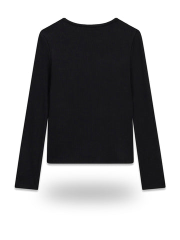 Guess Kids Viscose Rib Ls T-shirt - T-Shirt Bambina - Nero