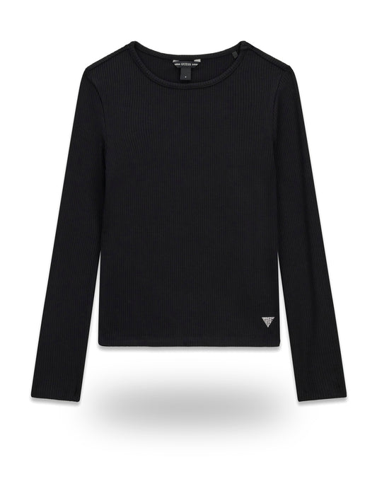 Guess Kids Viscose Rib Ls T-shirt - T-Shirt Bambina - Nero
