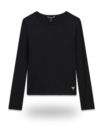 Guess Kids Viscose Rib Ls T-shirt - T-Shirt Bambina - Nero