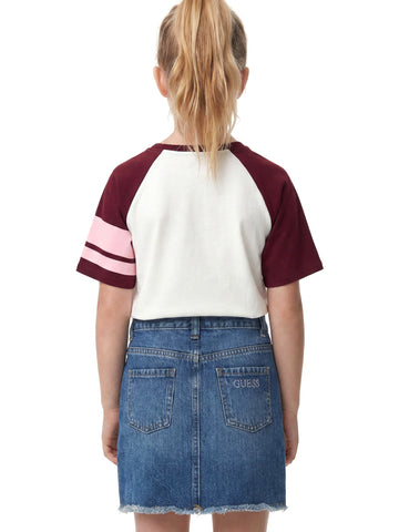 Guess Kids Midi Raglan Ss T-Shirt - T-Shirt Bambina - Bianco