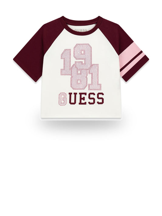 Guess Kids Midi Raglan Ss T-Shirt - T-Shirt Bambina - Bianco
