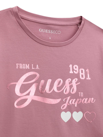 Guess Kids Slim Fit Ls T-shirt Logo - T-Shirt Bambina - Rosa