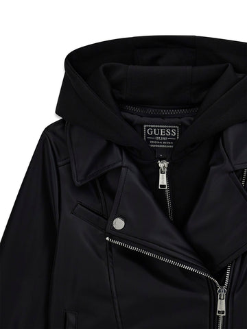 Guess Kids Pu Hooded Jacket - Capospalla Bambina - Nero