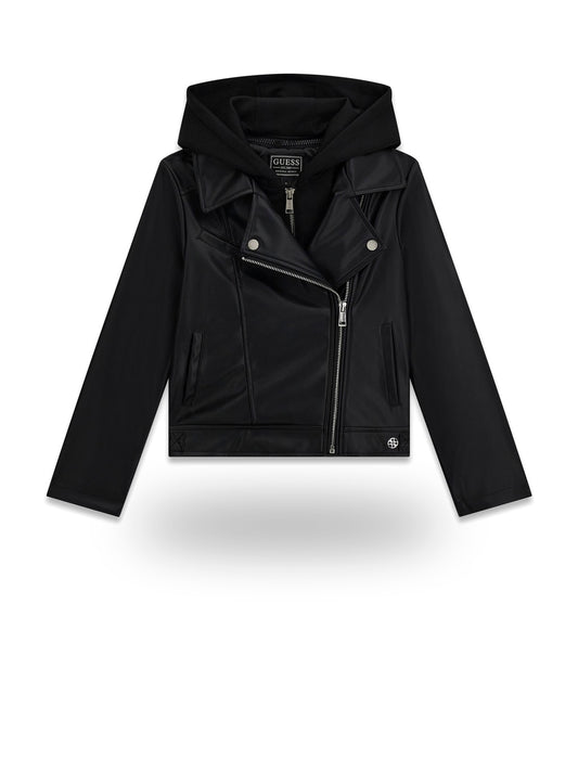 Guess Kids Pu Hooded Jacket - Capospalla Bambina - Nero