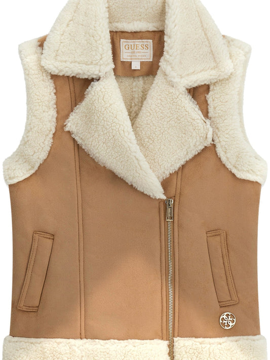 Guess Kids Suede Vest W/inner Sherpa - Capospalla Bambina - Cammello