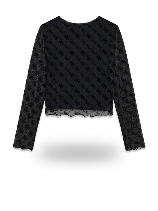 Guess Kids Mesh Ls T-shirt - T-Shirt Bambina - Nero