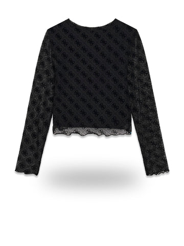 Guess Kids Mesh Ls T-shirt - T-Shirt Bambina - Nero