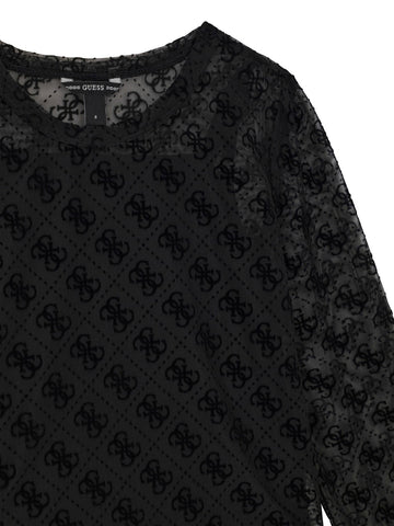 Guess Kids Mesh Ls T-shirt - T-Shirt Bambina - Nero