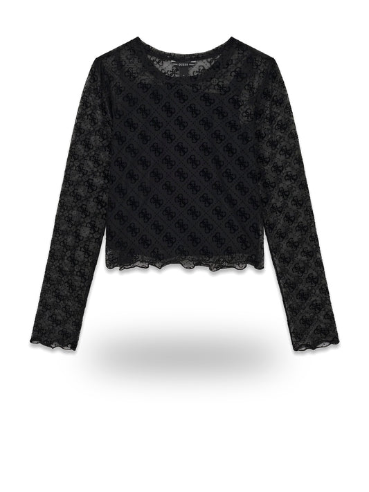 Guess Kids Mesh Ls T-shirt - T-Shirt Bambina - Nero