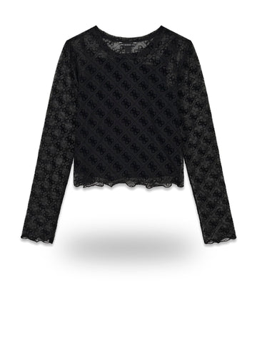 Guess Kids Mesh Ls T-shirt - T-Shirt Bambina - Nero