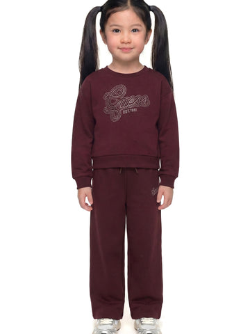Guess Kids Ls Active Top - Felpe Bambina - Bordeaux