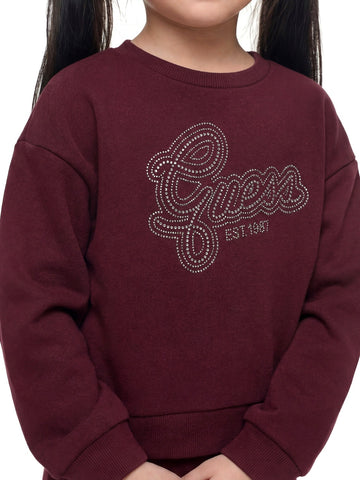 Guess Kids Ls Active Top - Felpe Bambina - Bordeaux