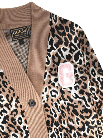 Guess Kids Ls Leopard Cardigan - Maglieria Bambina - Leopardato