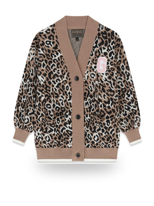 Guess Kids Ls Leopard Cardigan - Maglieria Bambina - Leopardato