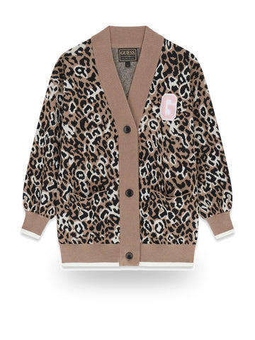 Guess Kids Ls Leopard Cardigan - Maglieria Bambina - Leopardato